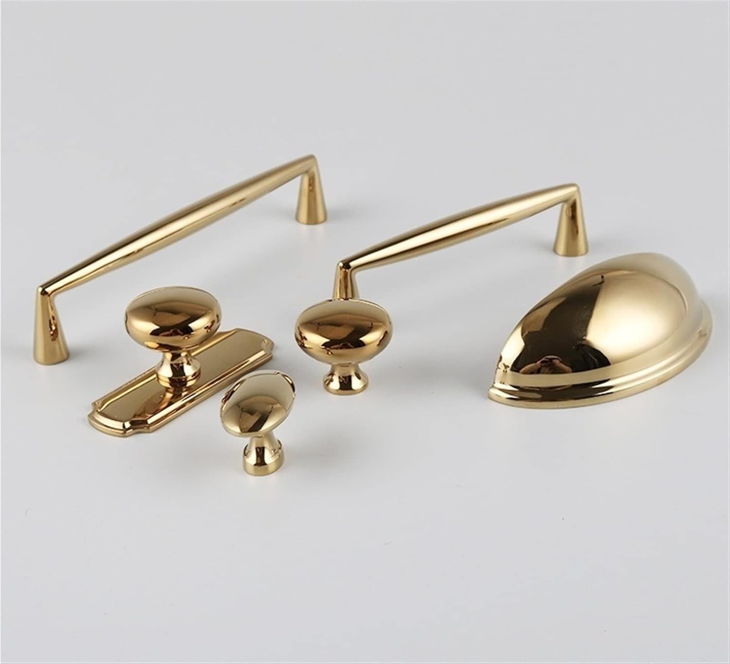 Brass Door Knob Furniture Handles Sector Drawer Pulls Kitchen/Shiny Gold Shoe Cabinets 1Pcs (Color : C-4757-Yuan-Plate)