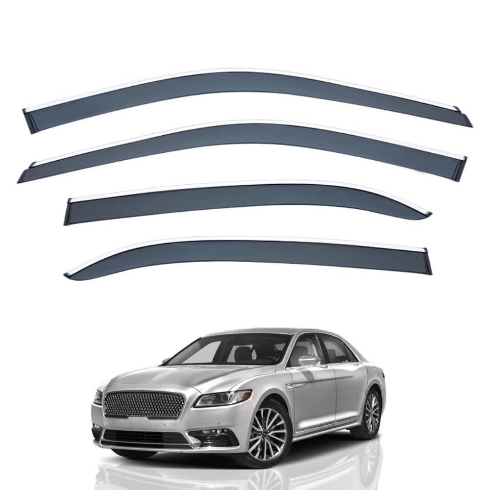 QOEMRHELT 4pc Set In-Channel Wind Deflectors, for Lincoln Continental 2017-2020 Window Visors Rain Guards Vent Visors Rain & Sun Protection,Car Accessories