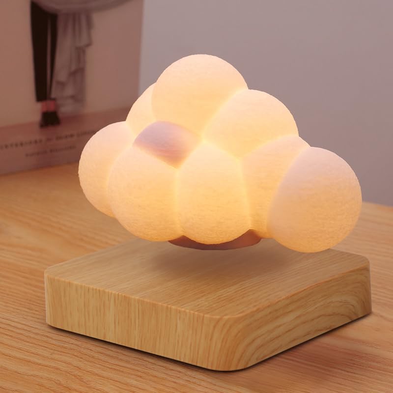 KyooteLfv Magenetic Levitating Cloud Lamp, Wireless Floating Cloud Night Light, Auto Rotating LED Table Lamp with 3 Modes Lighting for Home/Room/Office Decor