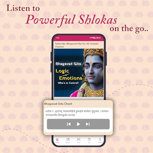Image of Bhagavad Gita For All in English, Hindi, and Sanskrit | World's 1st video-based Bhagavad Gita Book and App | Watch Each Shloka Explained by Krishna Avatar | SCAN, WATCH & LEARN