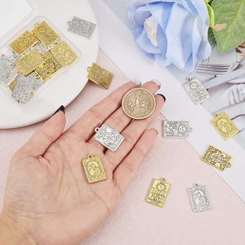 Colgantes rectangulares CHGCRAFT en aleación resistente, plata y oro antiguo 3
