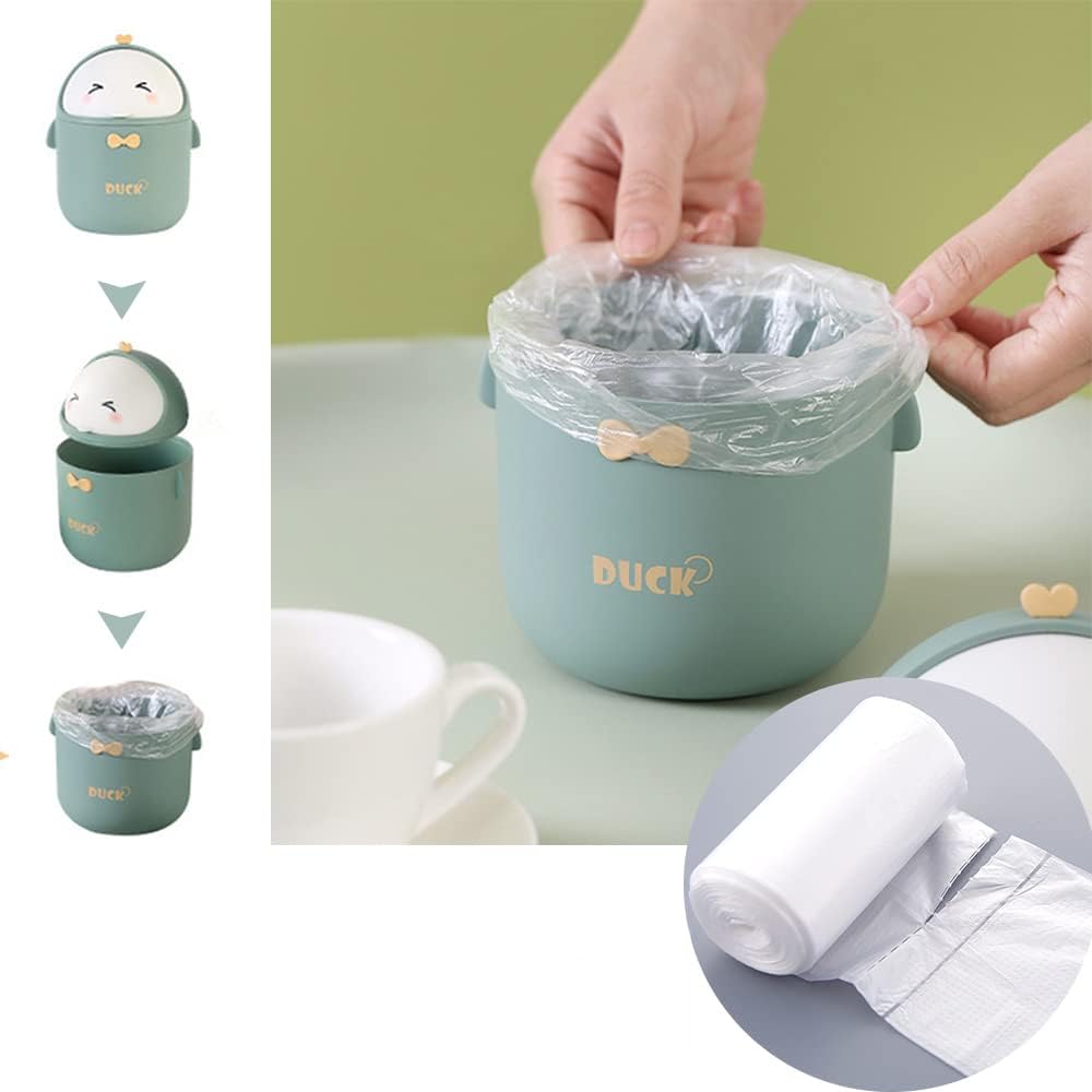 TOGHPUW Desk Bin, Mini Trash, Cute Small Waste Bin, Deskbin with Lid, Suitable for Office Bedroom, Children'S Room (green) - Image 3