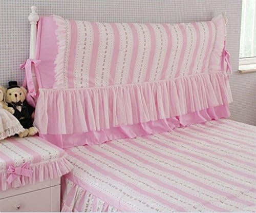 Cooperation Home Textiles, Korean Style Floral Striped Pattern Princess Bedding Set, Lace Ruffle Duvet Cover Set, Girl Bedding Set (Headboard cover)