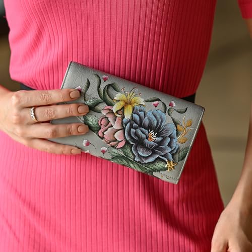 Image of Anuschka Women's Leather Wallet - Hand-Painted Genuine Leather Wallet with RFID Protection - 1174, Ethereal Garden