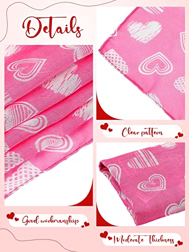 Patelai 4 Pcs Valentine Scarf for Women Heart Print Scarf Valentines Shawl for Girl Christmas Birthday Valentine Gift3