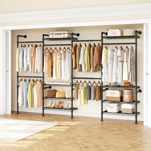 ONBRILL H4 Wall Mounted Closet System, Expandable Industrial Pipe...