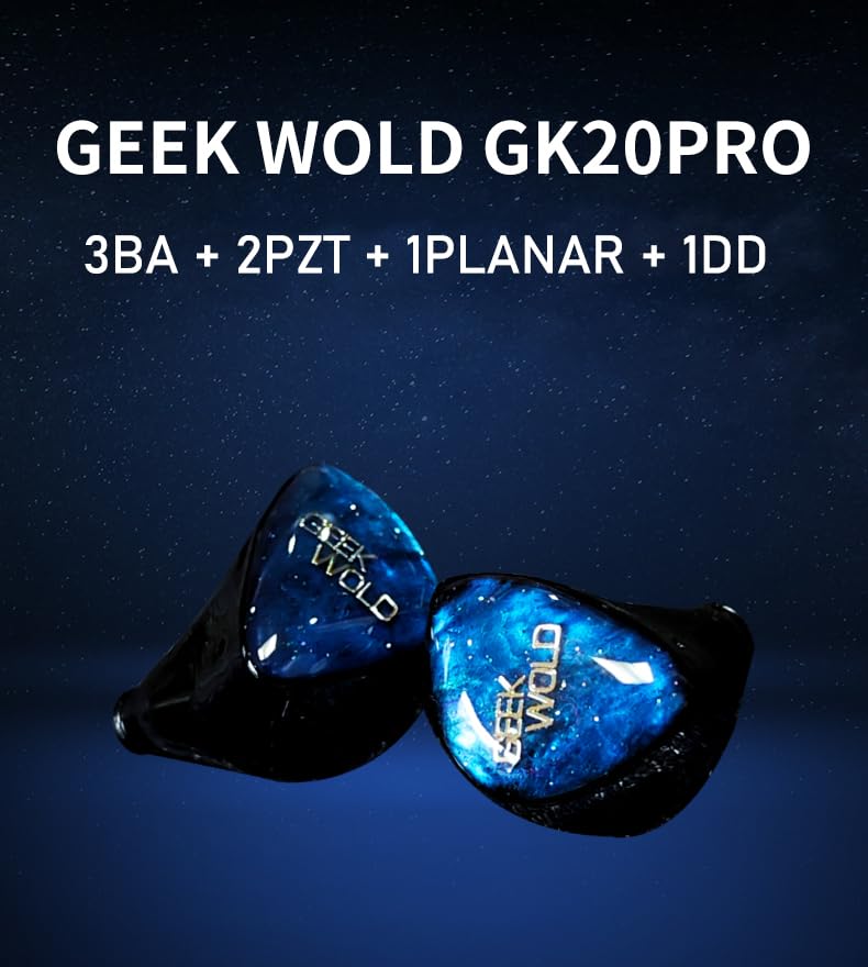 【新品・未開封】GK20 PRO 3BA+2PZT+Planar+DD IEM GK20 PRO 7-Driver Hybrid IEMs, 3BA+2PZT+1DD+1Planar Wired HiFi
