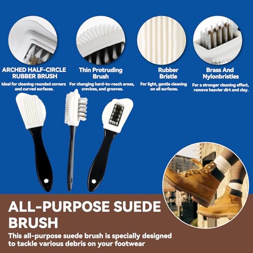 Suede Shoe Cleaner, 6.76 Oz Suede and Nubuck Cleaner with Brush and Towel, No-Rinse Foam Shoe Cleaner Kit for Leather, Boots, Knit, Canvas, Nubuck, Fabric, Tennis