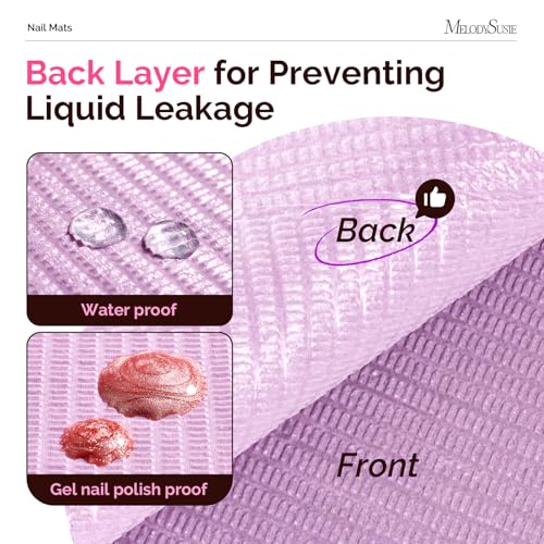 Image of MelodySusie Disposable Nail Mats, 50Pcs 3-Ply Absorbent Nail Art Table Pads with PE Backing, 18 inch x 13 inch Nail Desk Protection for Manicure Pedicure, Salon Home DIY Purple