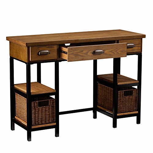 Mirada Writing Desk 42" Wide - Weathered Gray W/ Natural Brown Finish - Broad Workspace #TOP1