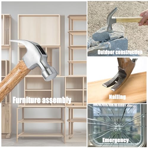 Image of 8.8 Ounce Claw Hammer,Forged Carbon Steel Head Small hammer Wood Hammer Solid wood handle claw hammer for Home Repair& DIY