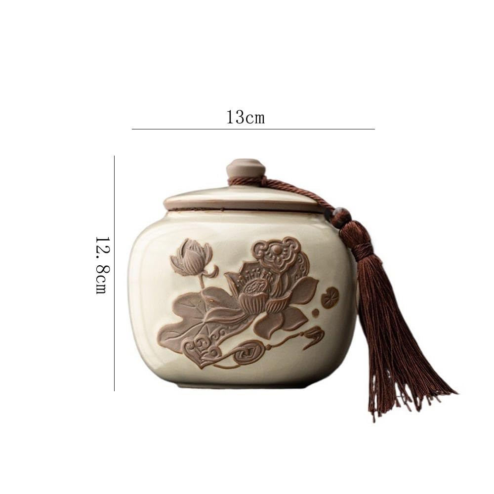 Pojemnik na herbatę Ru Kiln ceramiczny pojemnik na herbatę z uszczelnioną pokrywką i pomponem chiński vintage kawa herbata orzech pojemnik na herbatę (niebieski)