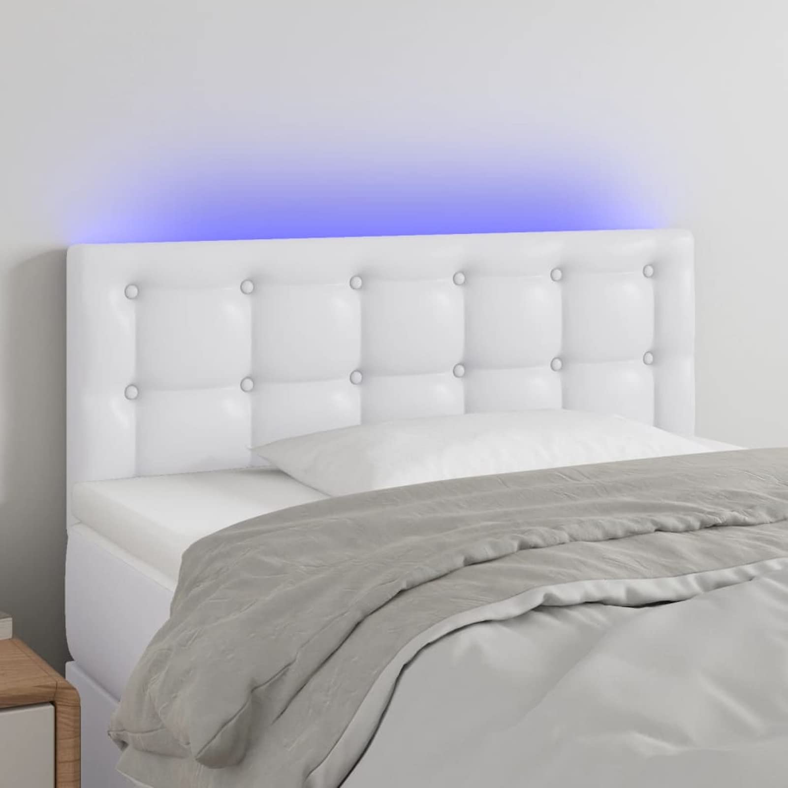 Tête de lit à LED Blanc 90x5x78/88 cm Similicuir,Armoire De Tête De Lit,Tête De Lit pour Adulte,Meuble De Chambre À Coucher