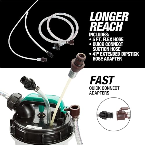 Oemtools 24937 6-Liter Pneumatic/ Manual Fluid Pump Extractor, 5Ft Main Suction Hose, Oversized Pumping Handle, Leak Proof, For Automotive Oil Change thumb #2