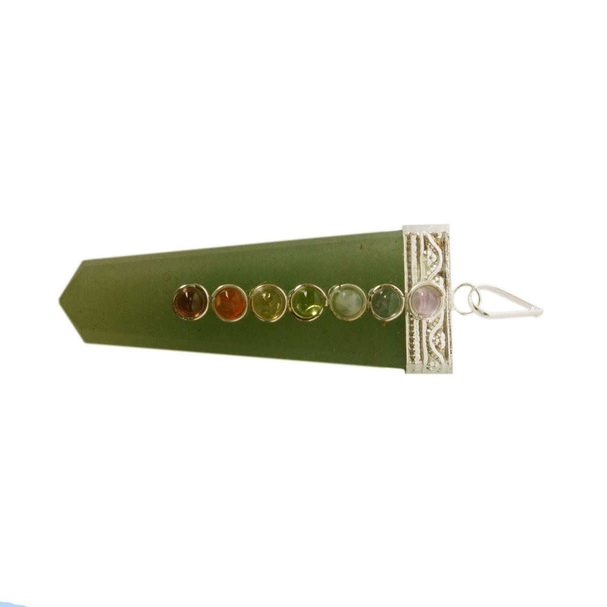 Purpledip Collar con colgante de aventurina verde de 7 chakras: cristales naturales de buena suerte (11052), Medium, Aventurina verde, Aventurina