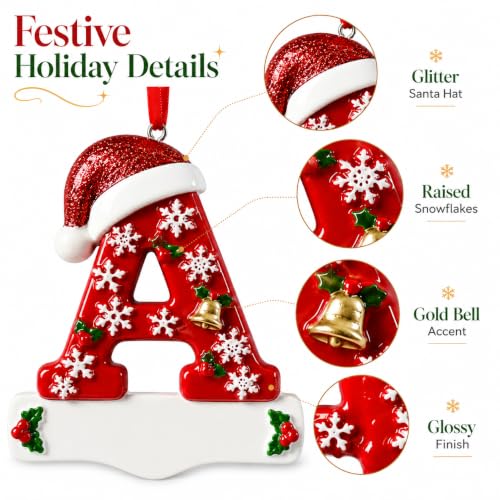 Image of Bemaystar 3D Resin Letter Christmas Ornaments, Hand Painted Initial Christmas Tree Ornaments, Premium Holiday Decoration for Family Christmas Tree Decor, Ornaments for Christmas Tree, O