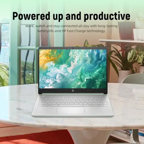 Image of HP 14 inch HD Student Business Laptop, Intel N150, 4GB RAM, 192GB Storage | (128GB UFS + 64GB SD Card), 1 Year Office 365, 720p Webcam, Slim Design, Copilot AI, WiFi 6, Win 11, Willow Green