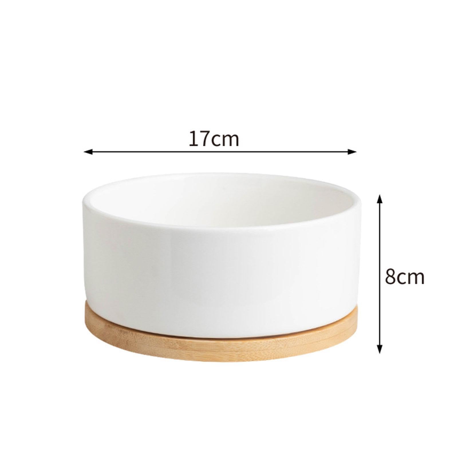 Gamelle Chauffante pour Animaux Tapis Chauffant Électrique Base En Bois Céramique Glacée Contrôle Thermostatique Silencieux Convient Chats Chien, 8x17cm blanc