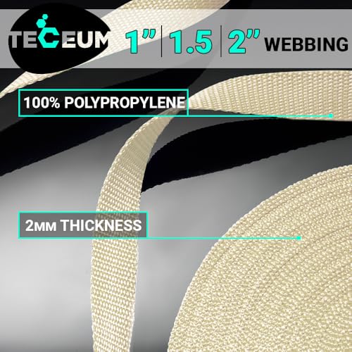 Image of TECEUM 3 /4 inch & 5 /8 inch & 1 inch & 1.5 inch & 2 inch Webbing - 10 25 50 Yards - 40+ Colors - Heavy Duty 1 Inch 1.5 Inch 2 Inch Backpack Straps - Webbing for Outdoors Indoors Crafting DIY
