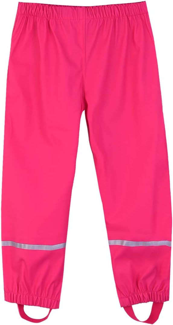 Hiheart Boys Girls Waterproof Rain Pants Lightweight Single Layer Overpants Rainwear