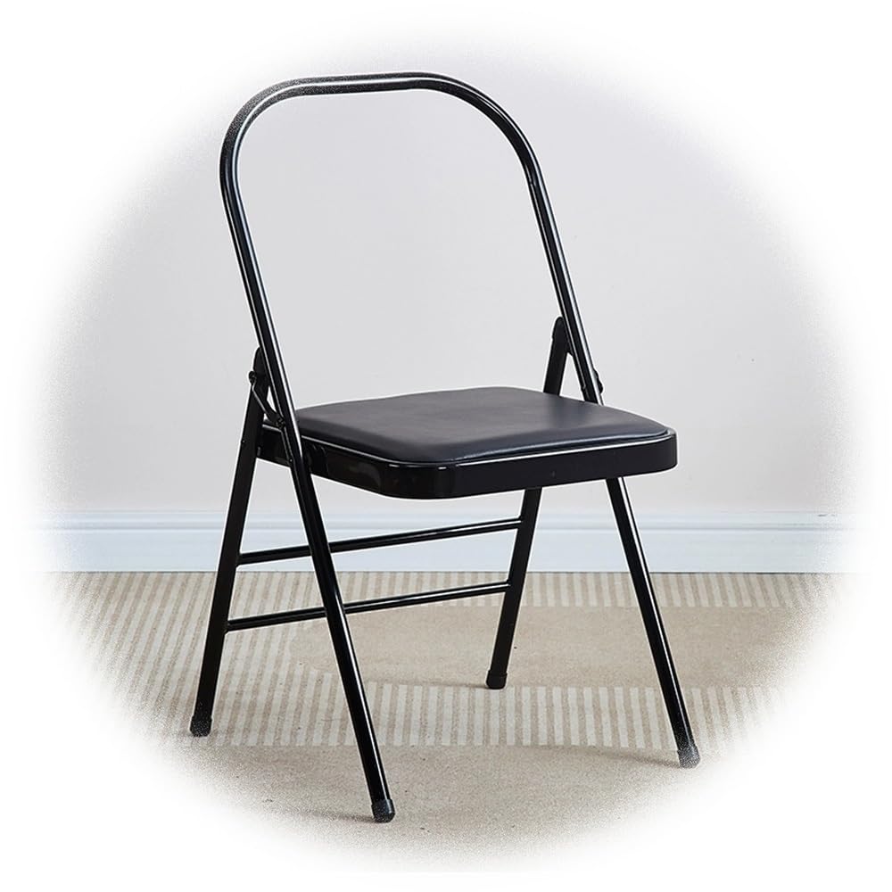 Silla de Yoga Plegable de Asistencia para Casa y Gimnasio, Sin Respaldo (Black)
