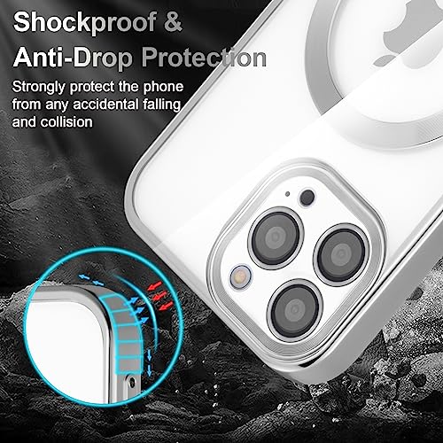 Coque iPhone 15 Pro Max transparente et magnétique QLTYPRI en silicone argent - 5