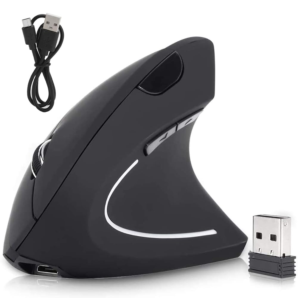 dqst Rechargeable Ergonomic Wireless Mouse, 2.4Ghz Optical Vertical Mouse with 3 Adjustable DPIs, 6 Buttons Design with USB Receiver, Compatible with Windows and Mac System(Black)-picture-31