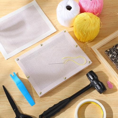 Image of Knitgrip 1 Pack Needlepoint Canvas 14 Mesh 20 x 20 Inch Blank White Canvas Polyester Cotton Needlepoint Mesh Twist Interlock for Embroidery Blanks DIY Knit Crochet Projects Make Divider