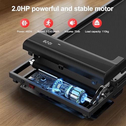 Image of Walking Pad Treadmill for Home - Foldable Treadmills with Handle Bar Mini Portable Walk Pads Under Desk Small Spaces Compact Folding Electric Treadmills Office Walking and Running Machine Terluxra
