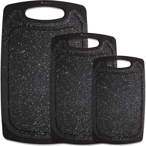 Cutting Boards for Kitchen Large-Small Cutting Board Set of 3 Dishwasher Safe Juice Groove Easy Grip Handle Non-Slip Rubber Cutting Board