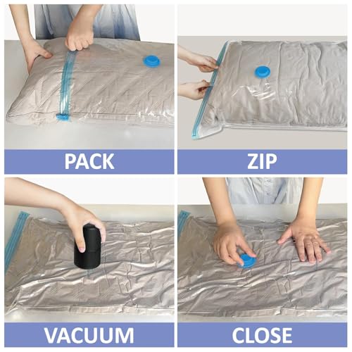 Image of PA,PE Vacuum Storage Bags with Electric Air Pump, 12 Medium (27.5x19,5in), Space Saver Bags with Pump, Storage Vacuum Sealed Bags for Clothes, Comforters, Blankets, Bedding, Black
