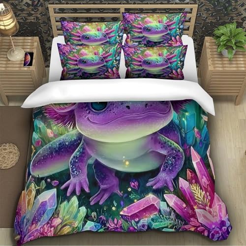 Housse de couette axolotl impression 3D de qualité supérieure en lit single