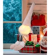 iStatue Lighted Plush Gnome Doll with Pink Hat Boots - 20'' Handmade Tomte Long Legs LED Battery ...