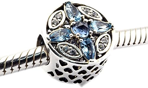 Pandulaso 100% Authentic Charm 925 Silver Patterns of Frost Ice Blue Beads Fit European Bracelet & Bangle for Woman Christmas
