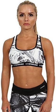 Gymheadz Women's Gymwear Sportswear Running Fitness Training CasualImpact High Support Bra - Wht/Blk