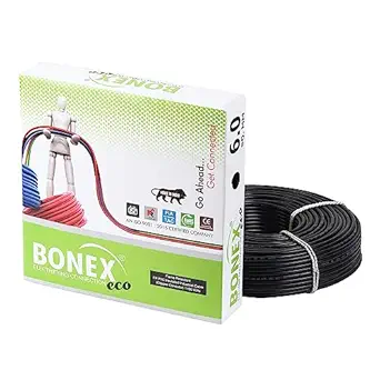 Bonex ECO UltraConnect Pro- Flexible House Cable for Domestic & Industrial Connections Electric Wire (Black,6sqmm, 90 Meters)