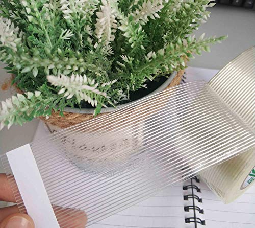 Image of BOMEI PACK 6PACK Reinforced Packing Tape, 5.5Mil 2Inx 60Yds, Heavy Duty Fiber Strapping Adhesive Packaging Tape