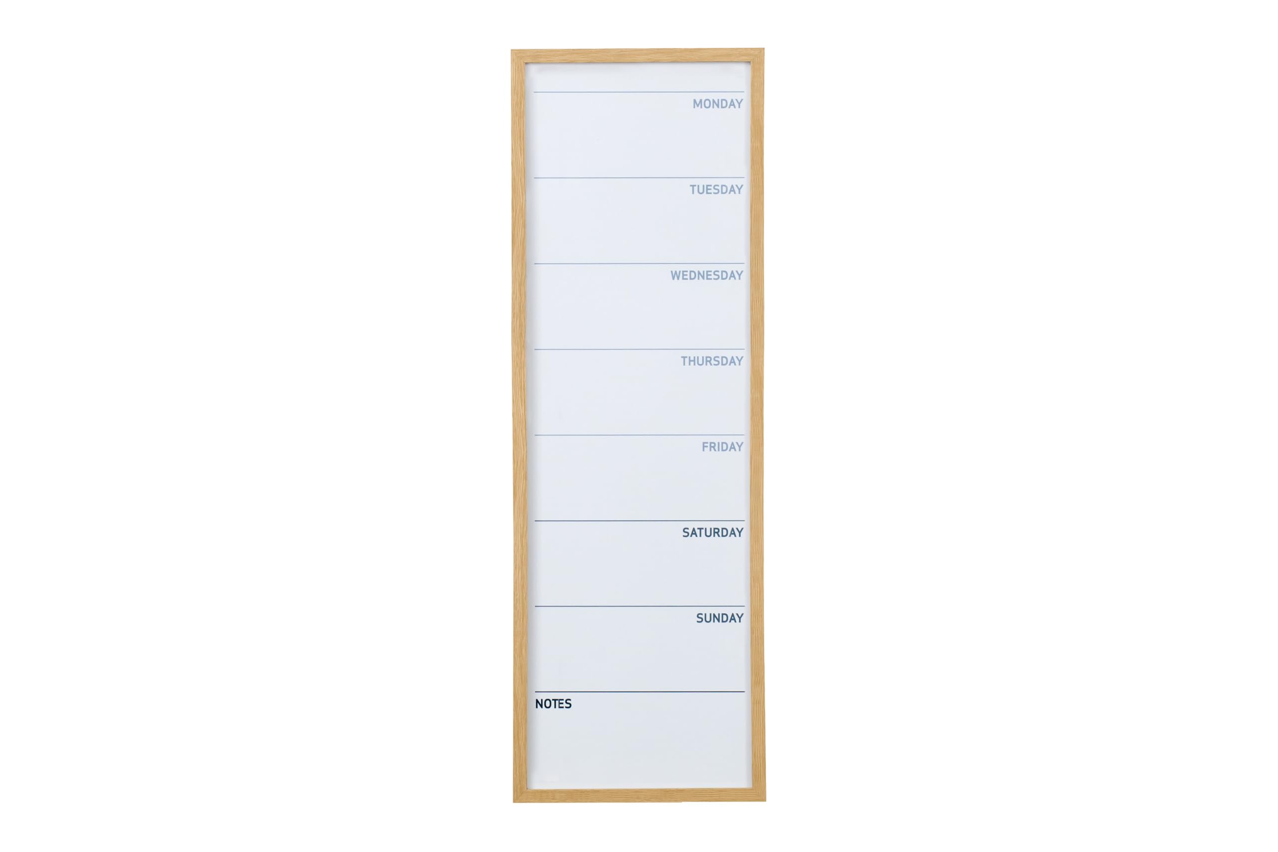 Bi-Office - Organizador Semanal Magnético, 90 x 30 cm, Pizarra de Planificación con Marco MDF de Color Roble