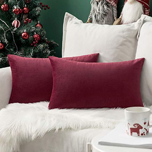 MIULEE 2er Set Samt Weihnachten Kissenbezug Kissenhülle...