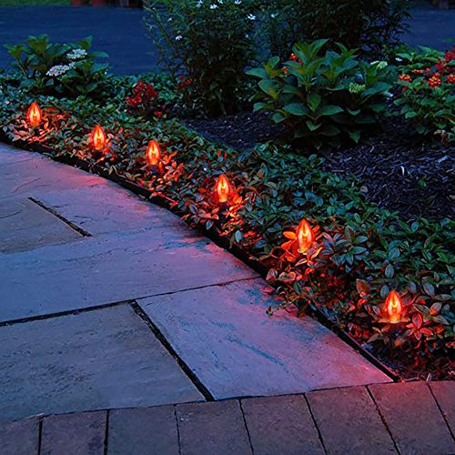 Image of GOOTHY Halloween Orange String Lights Outdoor, 25Ft C7 Halloween Decorations Lights with 27 Clear Orange Bulbs (2 Spare), Waterproof Vintage Christmas Lights for Patio Party Holiday Garden- Black