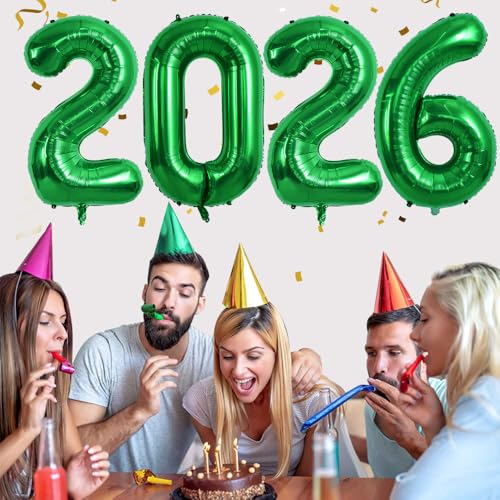 Image of TONIFUL 2026 Graduation Balloons 42Inch Dark Green 2026 Number Balloons Aluminum Foil Mylar Balloons for New Year Eve Graduation Decorations Class of 2026 Anniversary 2026 Grad Party Supplies