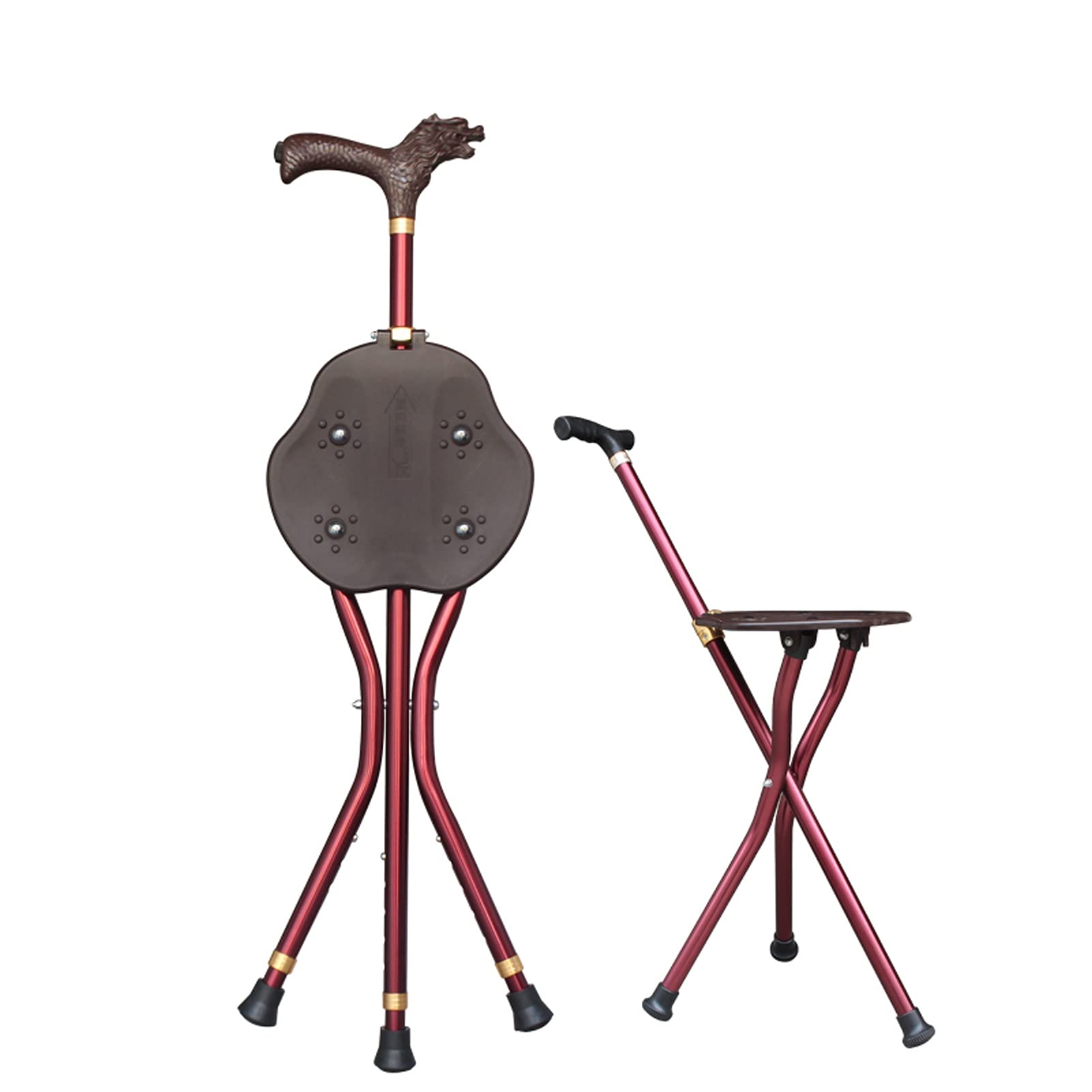 Bastón de Paseo Bastones para Mayores Asiento bastón caminar plegable, silla bastones aluminio ajustable altura, taburete con muleta masaje personas mayores, soporte ayuda estabilidad para personas ma