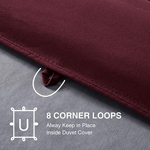 Sleep Zone Reversible Queen Size Cooling Comforter, Soft Breathable Bedding Down Alternative Comforter Warm For All Seasons, A Side Burgundy + B Side Grey #TOP3