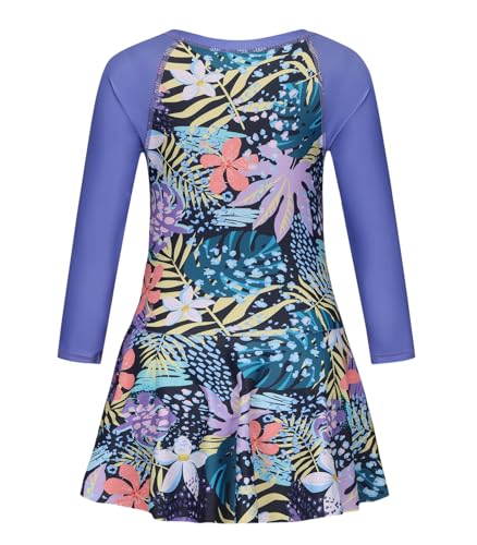 Image of Girls One Piece Swimsuits Long Sleeeve Swim Dress for Kids Girls Bathing Suits Summer Swimwear 3-16 Years