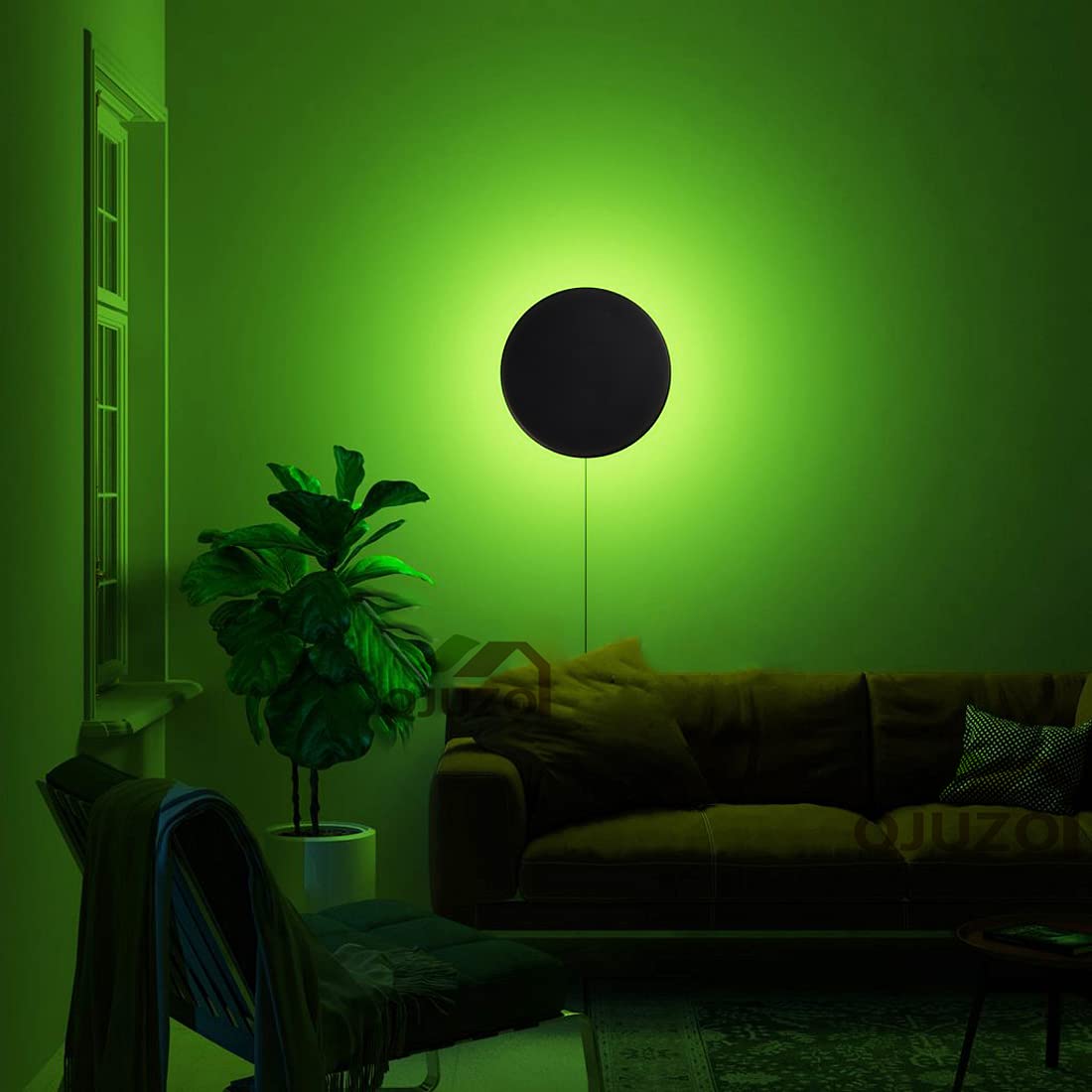 RGB LED Wandleuchte Dimmbar mit Fernbedienung und Steckdose Moderne Wandlampe Farbwechsel Farbige LED Wandleuchten für Flur Kinderzimmer Treppenhaus Wohnzimmer Schlafzimmer