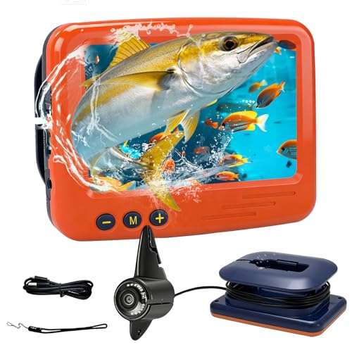 Underwater Fishing Camera 4000mAh Portable Fish Finder with 15M Cable 4.3 Inch IPS Display IP68 Waterproof 145 Infrared LED Night Vision Camera for Lake Boat Ice Fishing