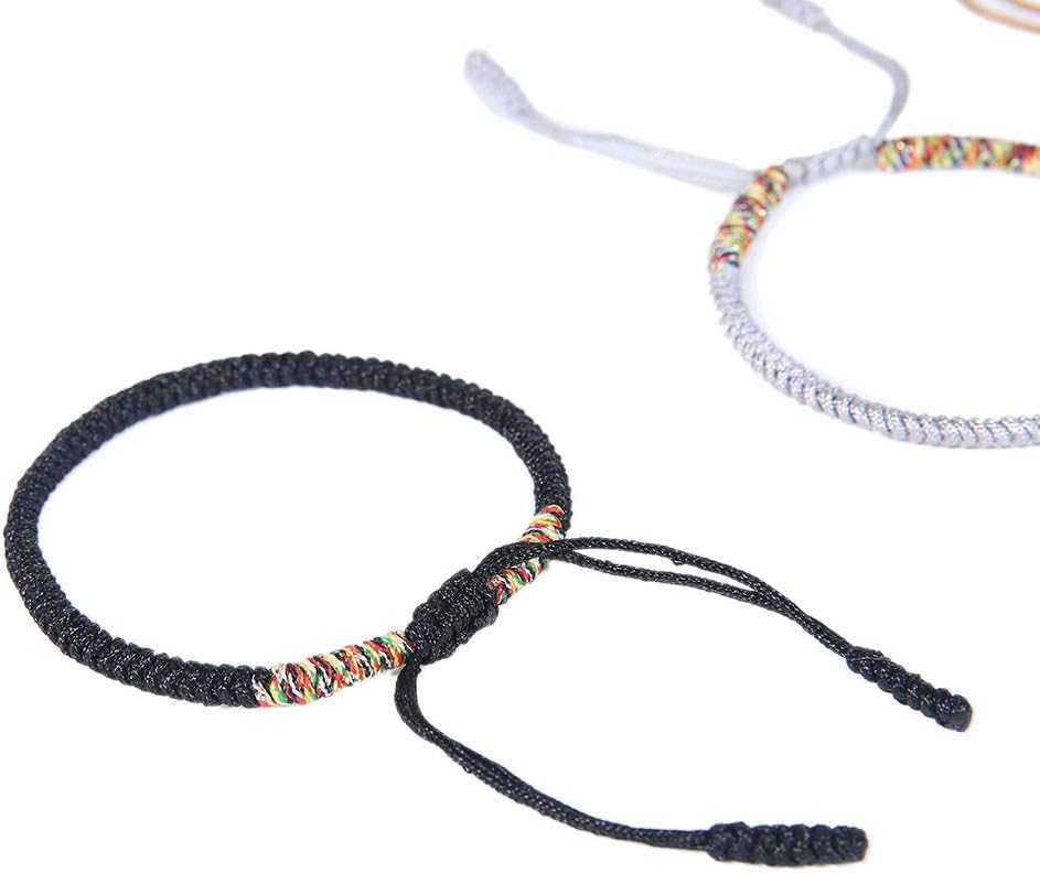 COLORFUL BLING Handmade Weave Tibetan Buddhist Woven Knots Bracelets Mens Womens Lucky Red String Bracelets for Protection Jewelry (Yellow Black) - Image 5