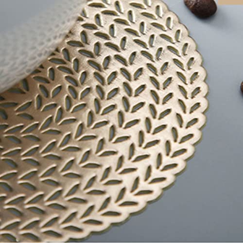LAIYOHO 6 Pack Gold Coasters 10x10cm, Round Hollowed PVC Drink Mats, Heat Resistant Table Protection for Home Kitchen Dining - Image 3