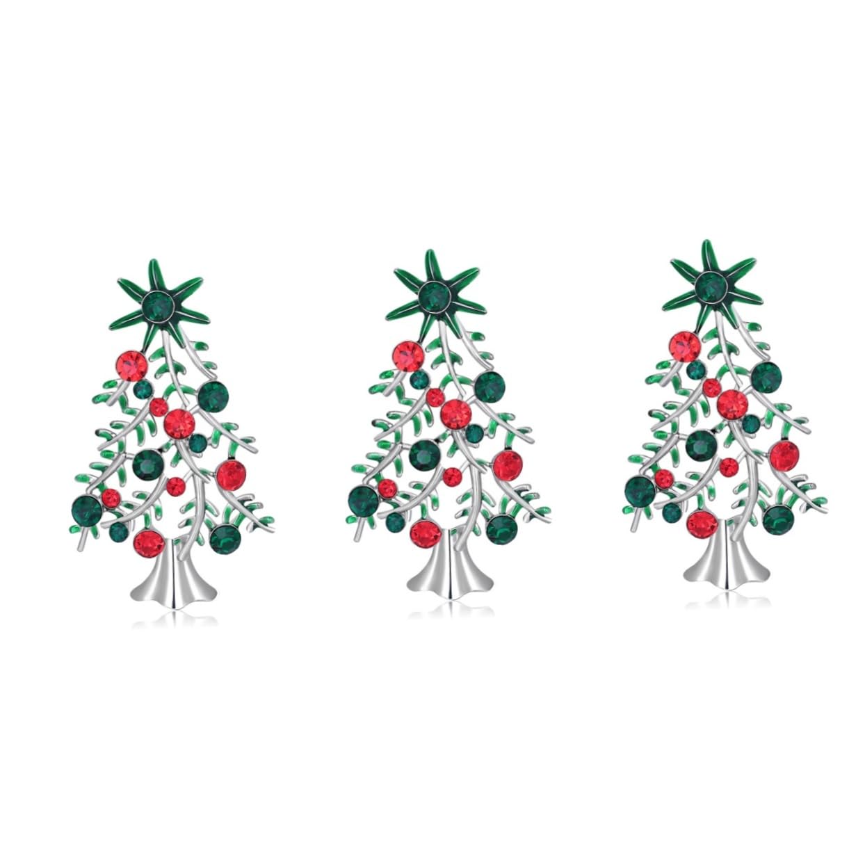 Broche de Navidad de árbol brillante LIFKOME con cristales de estrás 8