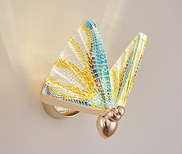 Image of CITRA Led Acrylic Multi Color Butterfly Golden Metal Wall Light - Warm White